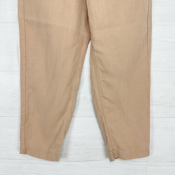 J.Crew Linen Blend Seaside Pants M‎ Almond Biscotti Tapered Drawstring Beach - Picture 5 of 16